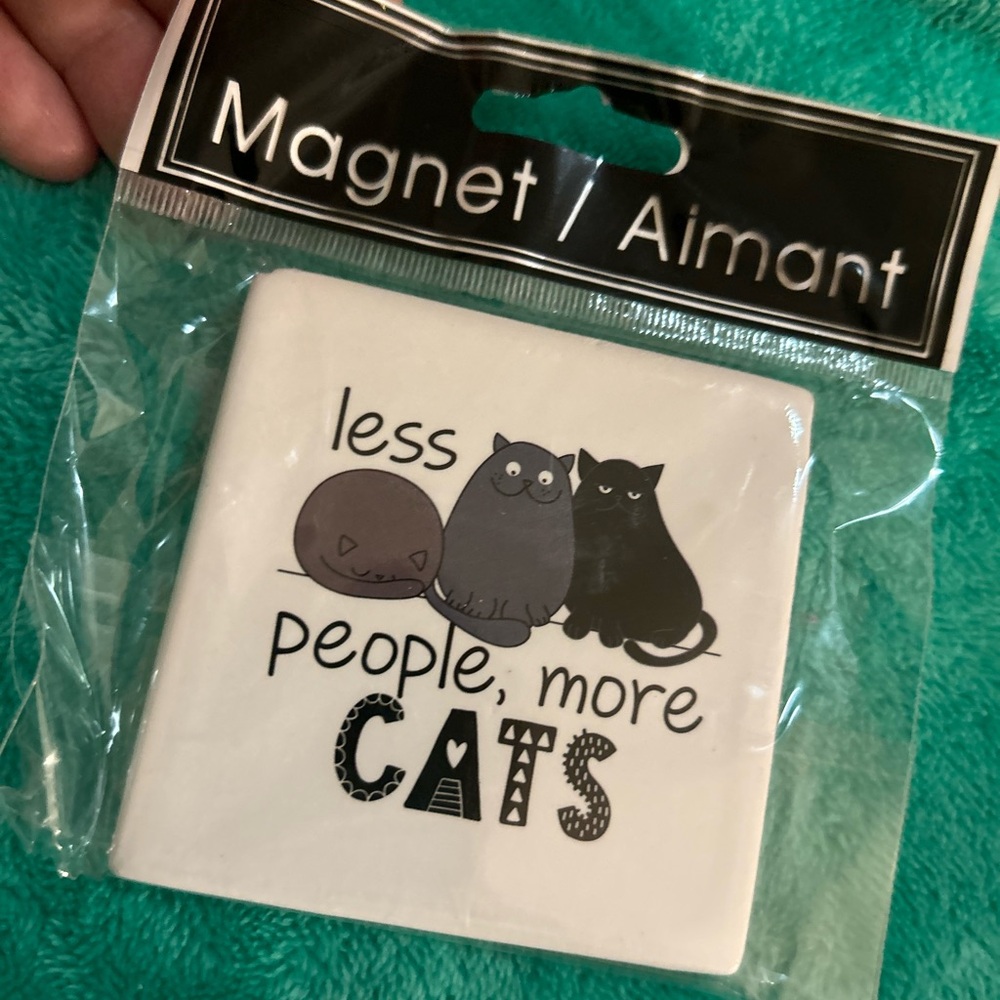 Cat Magnet with Cute Design - Black and Gray